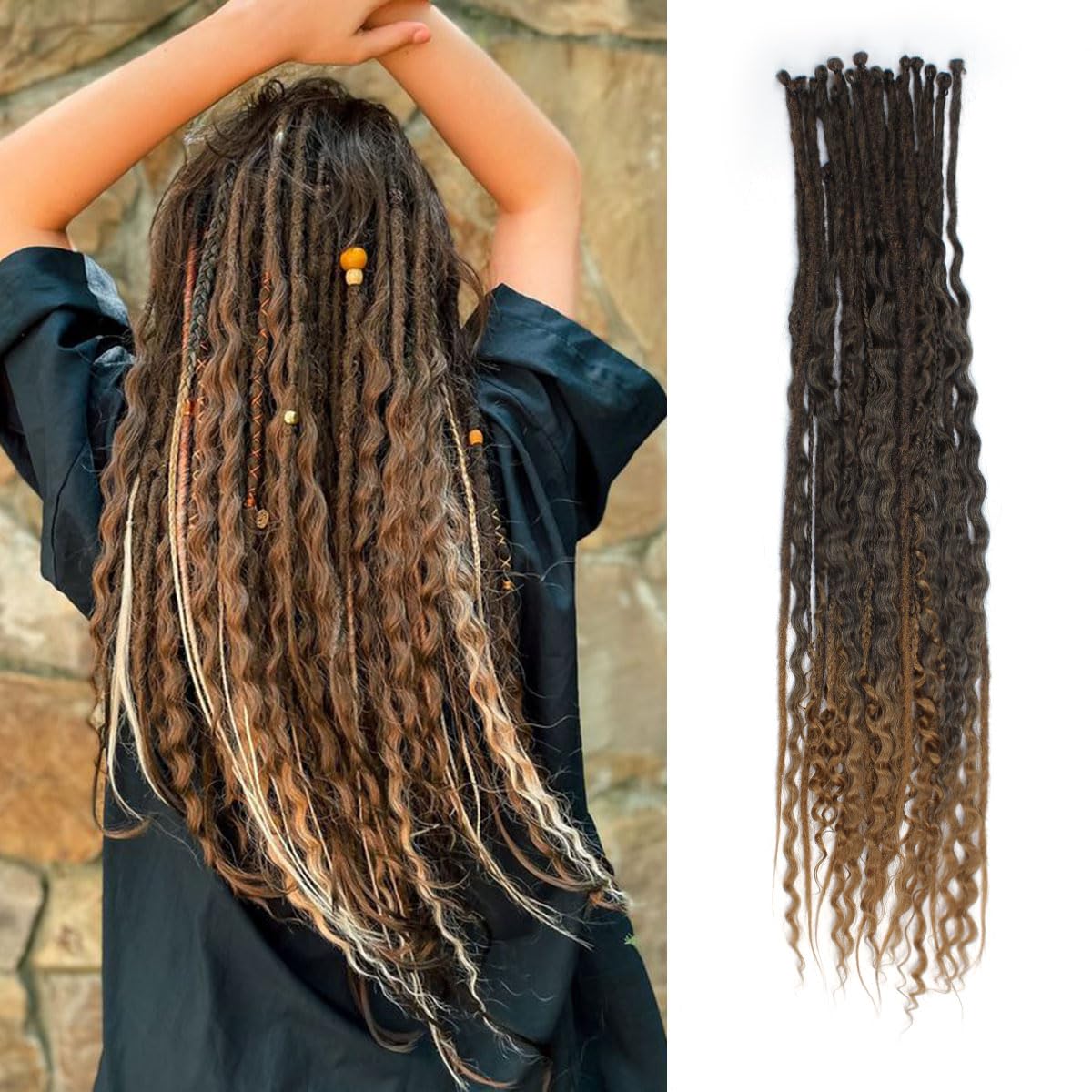 Pouweney 24 Inch 3 In 1 Dreadlock Extensions Sets, 30 Strands